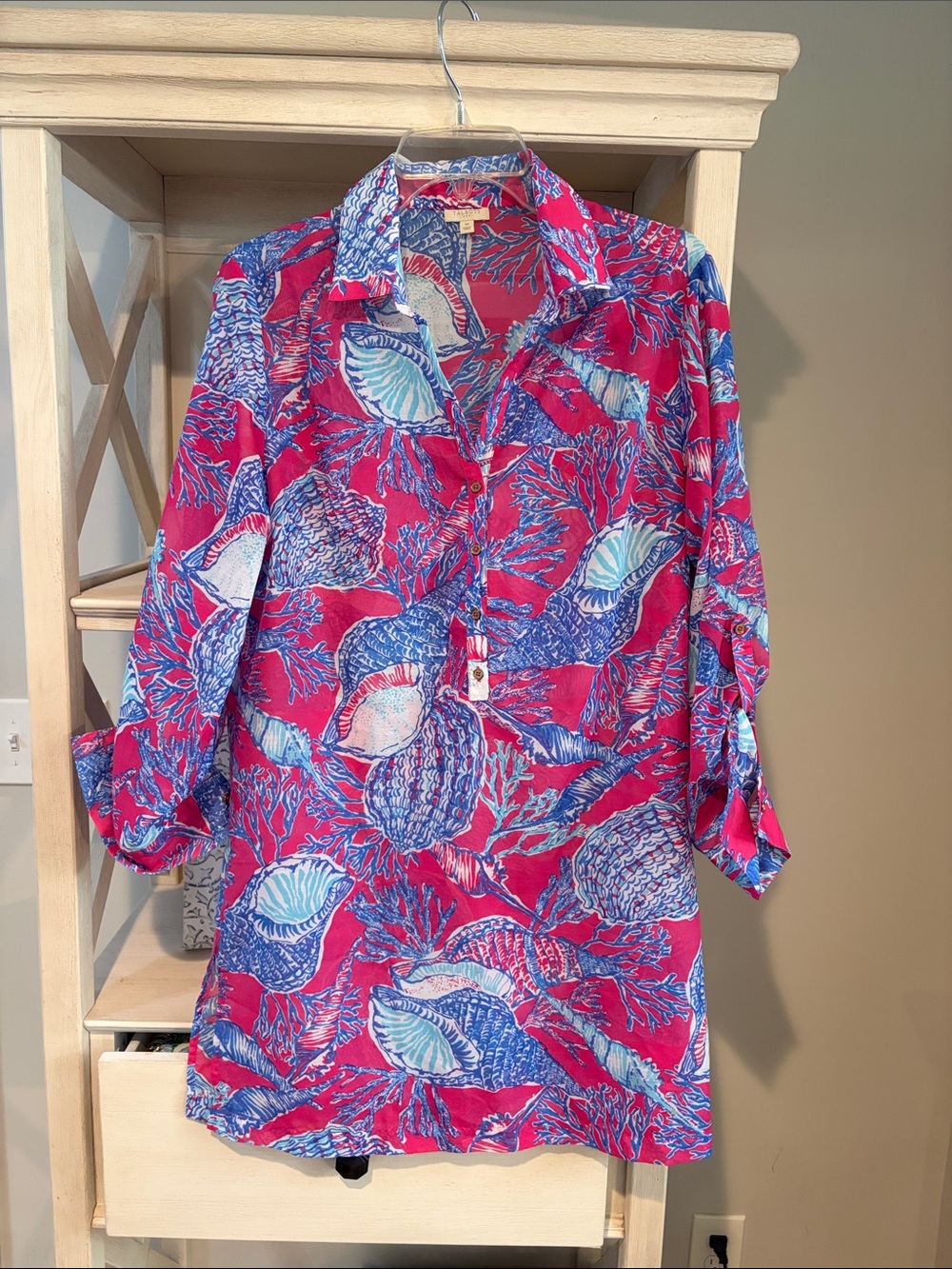 Talbots Pink and Blue Seashell Print Coverup